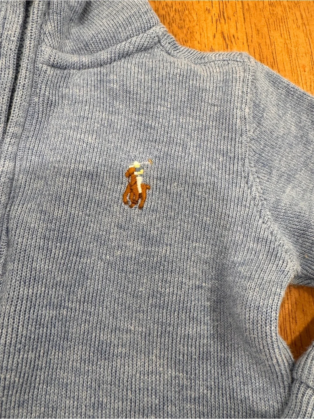Ralph Lauren Blue Knit Half-Zip Sweater Baby 9M Cotton Blend Preppy